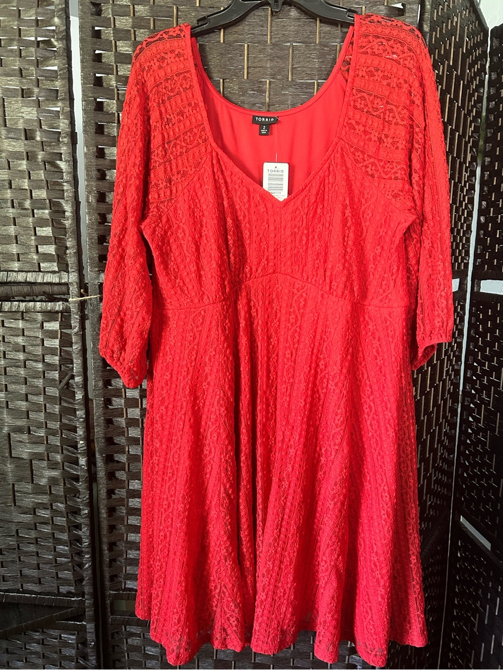 torrid Red Lace V-Neck Fit & Flare Tunic